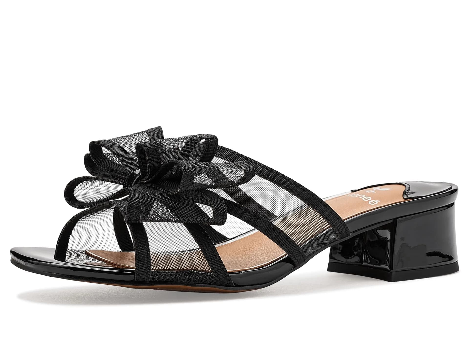 J. Reneé Finola Slip-On Sandals 7 M | Mesh Square Toe, 1.5 inch Block Heel, Black