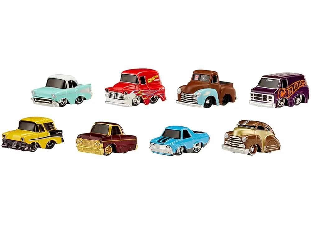 CARTUNED Diecast Model Cars Set of 8 | Mainline 2025 Series 4, 2.5 inch detailed collectible vehicles — Red, Blue, Yellow, Light Blue, Brown, Gold, Purple, Burgundy