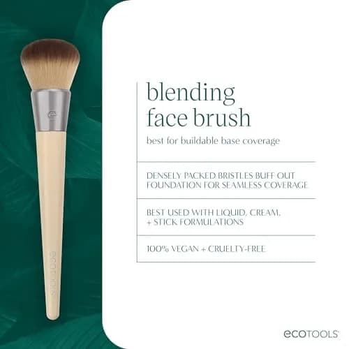 EcoTools Vegan Foundation Brush (Pack of 12) | Dense Synthetic Bristles for Seamless Makeup Application thumbnail 3