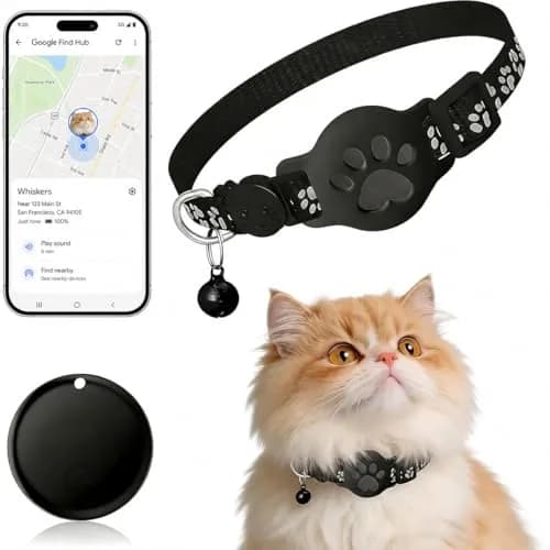 JNLIK GPS Cat Collar Tracker (Android Only) with Google Find My - Waterproof, No Monthly Fee, Black thumbnail 1