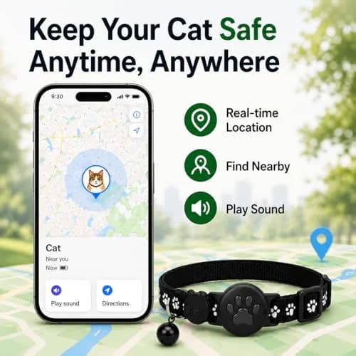 JNLIK GPS Cat Collar Tracker (Android Only) with Google Find My - Waterproof, No Monthly Fee, Black thumbnail 8