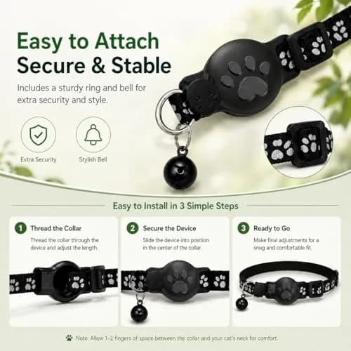 JNLIK GPS Cat Collar Tracker (Android Only) with Google Find My - Waterproof, No Monthly Fee, Black thumbnail 9