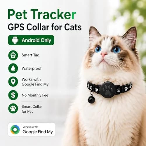 JNLIK GPS Cat Collar Tracker (Android Only) with Google Find My - Waterproof, No Monthly Fee, Black thumbnail 2