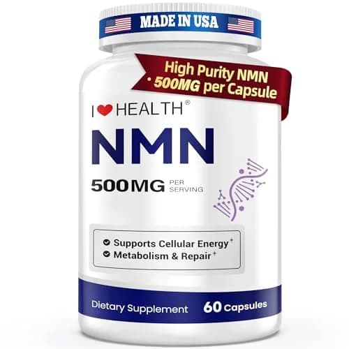 I LOVE HEALTH NMN 500MG Per Capsule – High Purity 99.9% NAD+ Support for Cellular Energy & Aging, 60 Capsules thumbnail 1