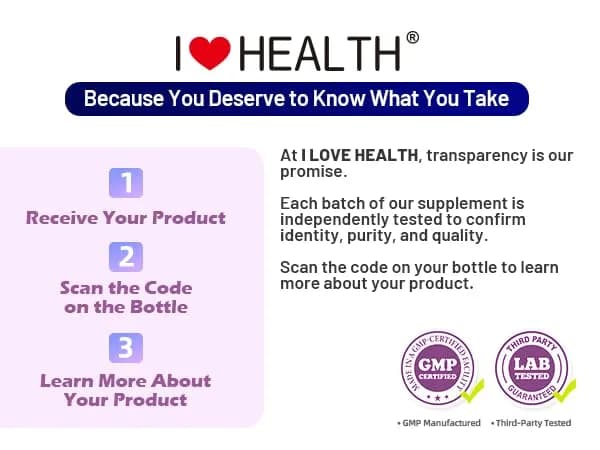 I LOVE HEALTH NMN 500MG Per Capsule – High Purity 99.9% NAD+ Support for Cellular Energy & Aging, 60 Capsules thumbnail 3