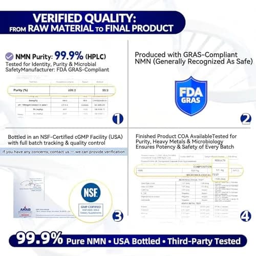 I LOVE HEALTH NMN 500MG Per Capsule – High Purity 99.9% NAD+ Support for Cellular Energy & Aging, 60 Capsules thumbnail 5