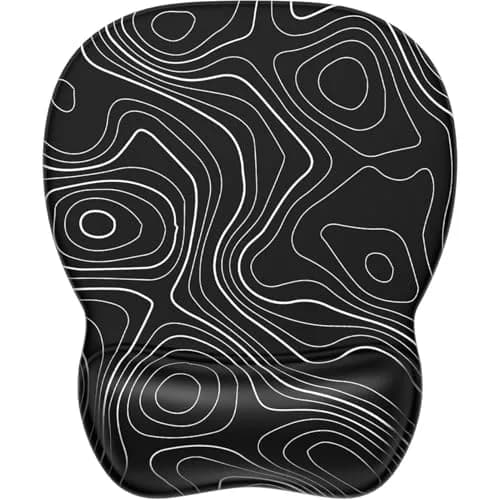 MROCO Ergonomic Gel Wrist Rest Mouse Pad Black Topographic 9.4 x 8.1 in | Smooth Lycra Surface for Precise Control - main product image