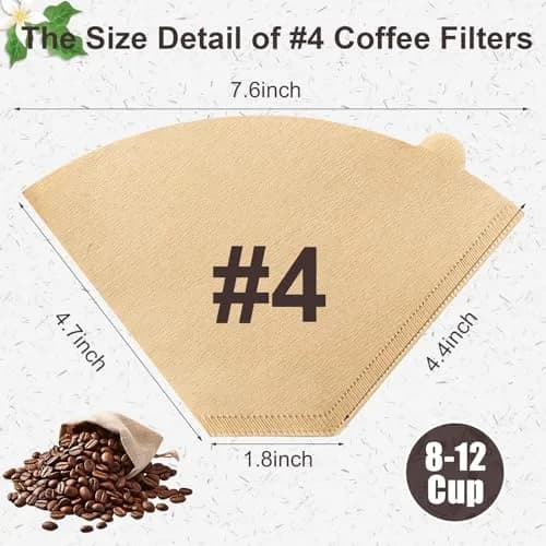 Prudiut #4 Cone Coffee Filters 8-12 Cup | Natural Wood Pulp, No-Clean, Compatible with Ninja thumbnail 2