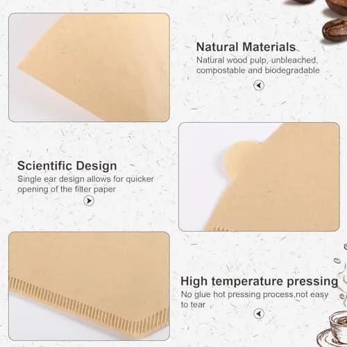 Prudiut #4 Cone Coffee Filters 8-12 Cup | Natural Wood Pulp, No-Clean, Compatible with Ninja thumbnail 3