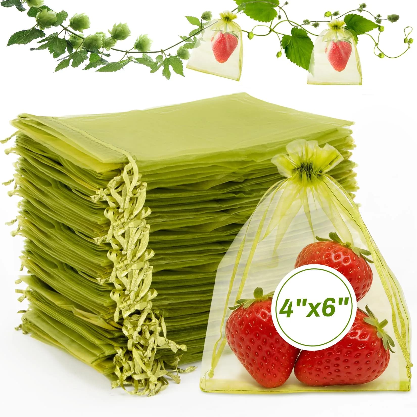 Sukh Fruit Protection Bags 4"x6" | Mesh Organza Fruit Cover for Tomatoes & Grapes, Reusable