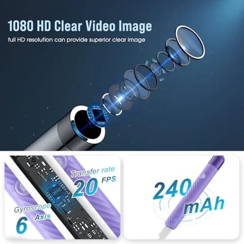 LEIPUT Ear Wax Removal Tool with 1080P Camera & 6 Ear Spoons | Rechargeable & Waterproof Otoscope thumbnail 3