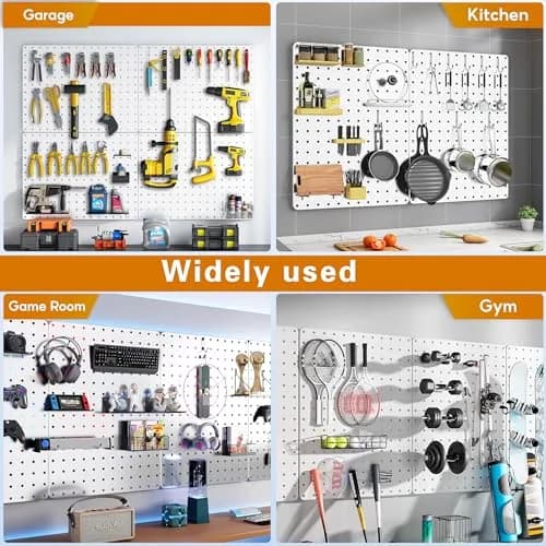 Hogurity Peg Board 4 Pack White Heavy Duty Metal Wall Panels | 12"×16" for Home & Garage thumbnail 7