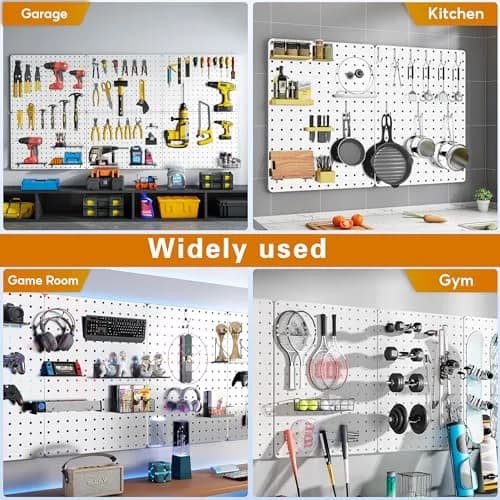Hogurity Peg Board 112pcs Metal Organizer 16'' x 12'' White Wall Panel for Craft & Garage thumbnail 7