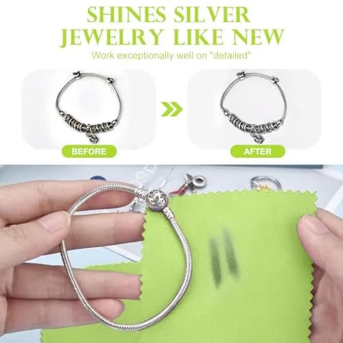 SEVENWELL Green Jewelry Cleaning Cloth 8cm x 8cm | Polishes Sterling Silver, Gold, Platinum thumbnail 2