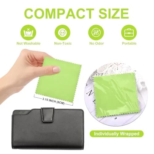 SEVENWELL Green Jewelry Cleaning Cloth 8cm x 8cm | Polishes Sterling Silver, Gold, Platinum thumbnail 3