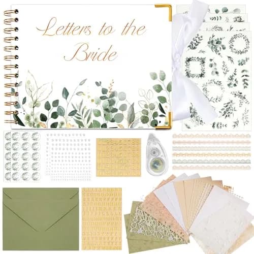 Humyoun Letters to Bride Scrapbook 8.5 x 7 Inch Eucalyptus Green | Wedding Memory Keepsake thumbnail 1
