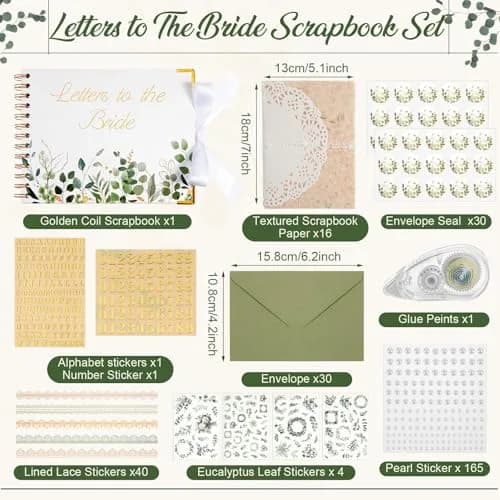 Humyoun Letters to Bride Scrapbook 8.5 x 7 Inch Eucalyptus Green | Wedding Memory Keepsake thumbnail 2