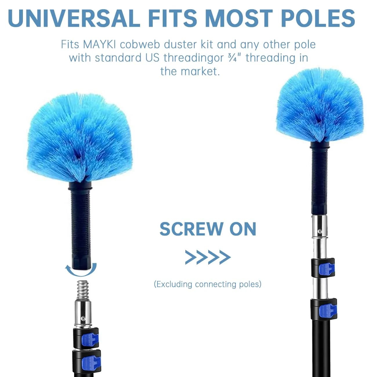 MAYKI Cobweb Duster Head Brush with Universal Threading | Attaches to Standard Poles - view 3