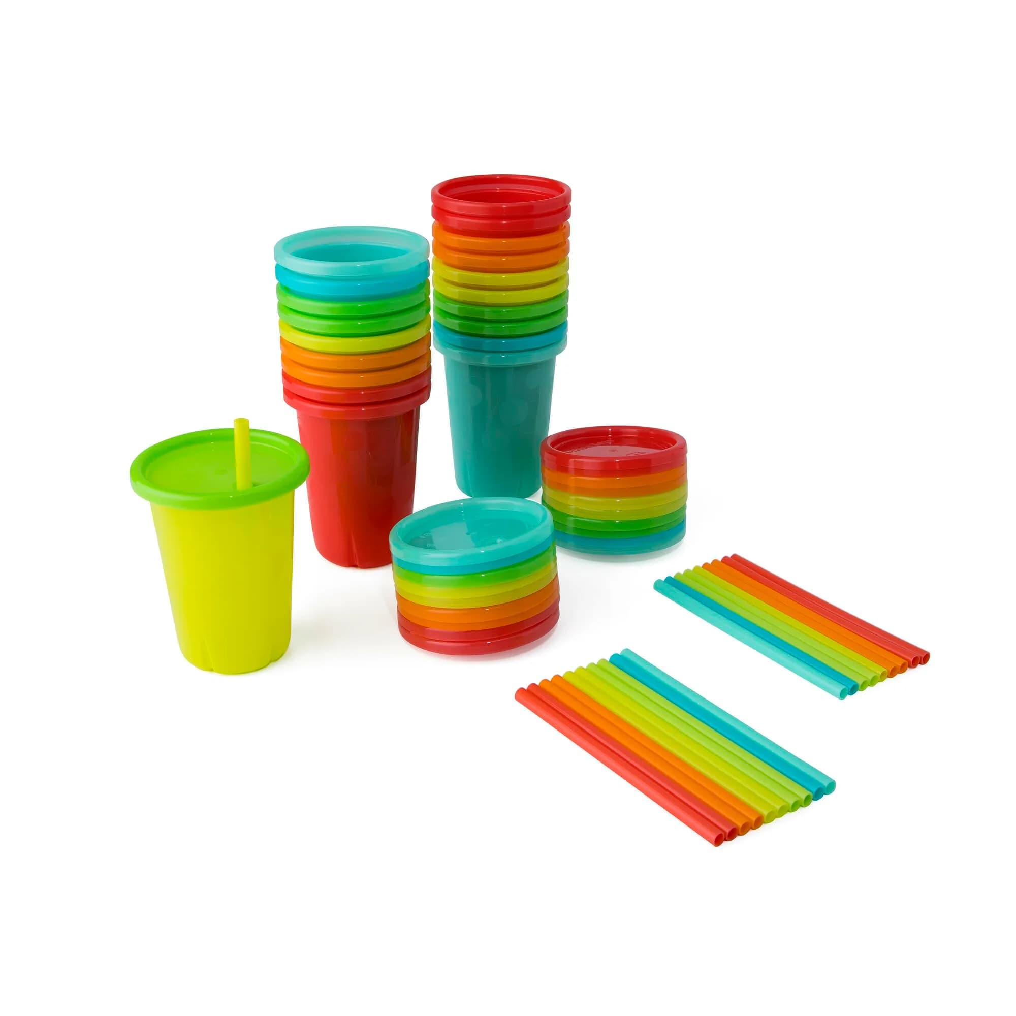 The First Years Take & Toss Straw Cups - 296ml (10 Fl Oz) - 20 Count | Spill-Proof Toddler Cups for Daycare & Travel — Varios colores