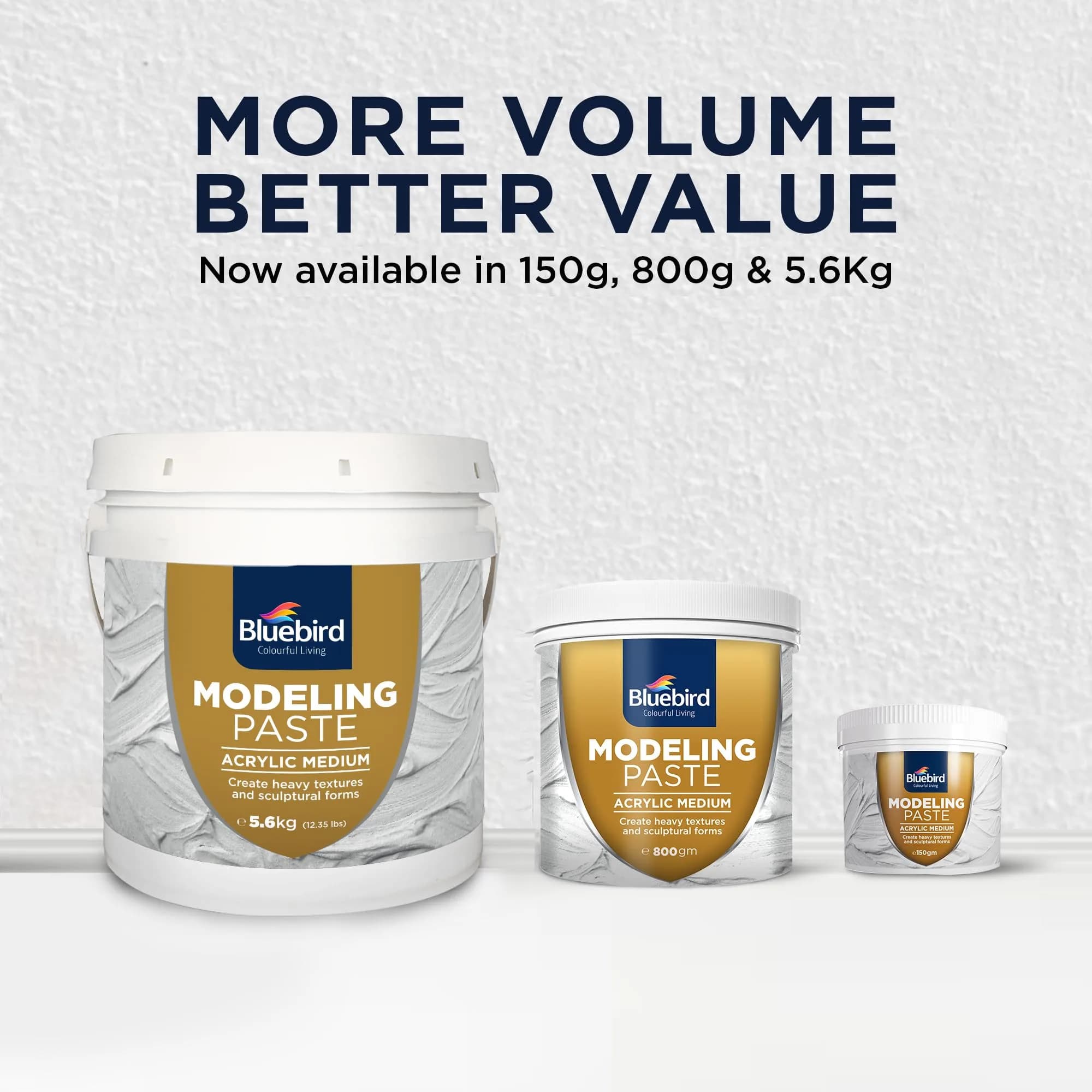 Bluebird Thick Modeling Paste White 5.6 kg (4 L) | High Density Acrylic Medium for Texture and Dimension - view 7