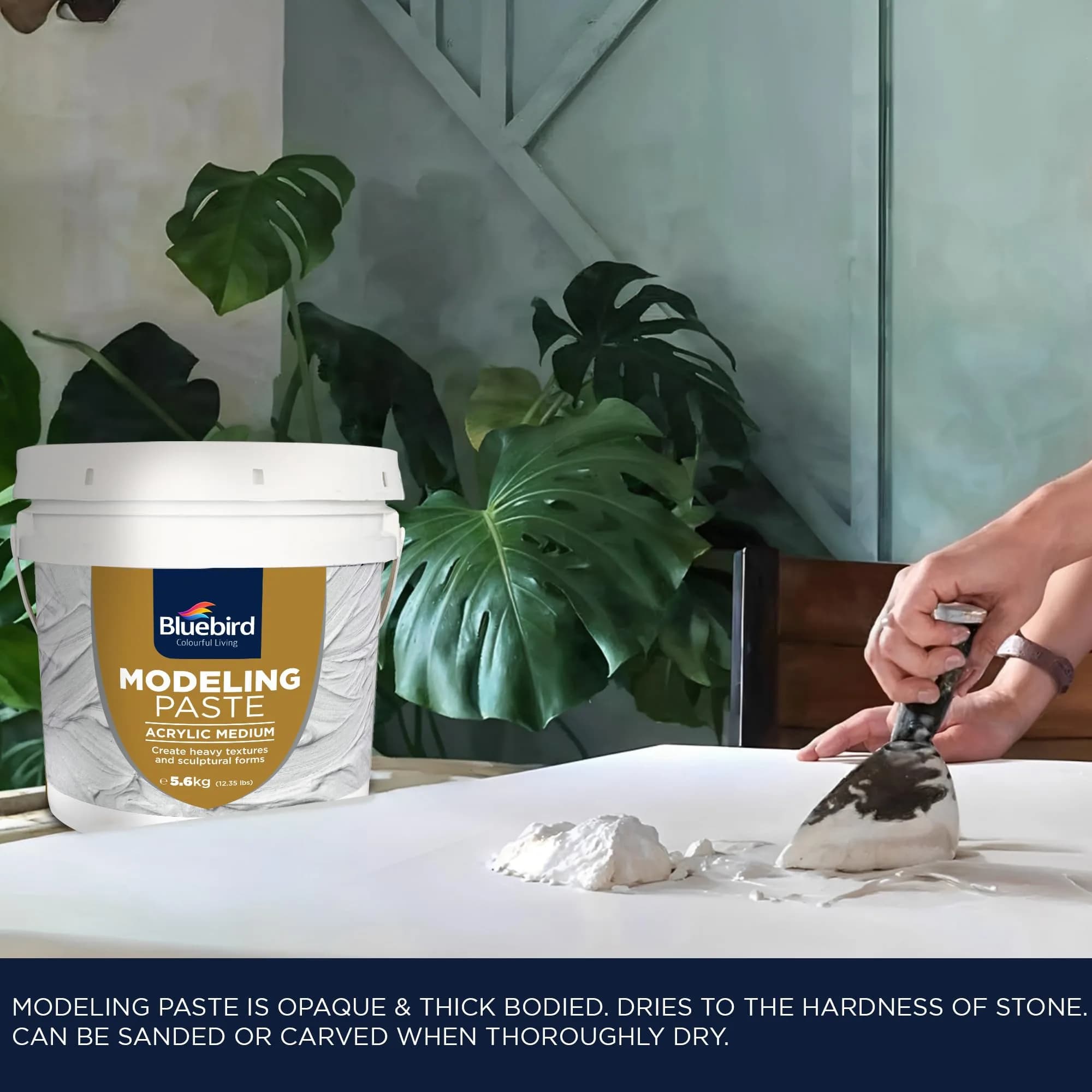 Bluebird Thick Modeling Paste White 5.6 kg (4 L) | High Density Acrylic Medium for Texture and Dimension - view 2