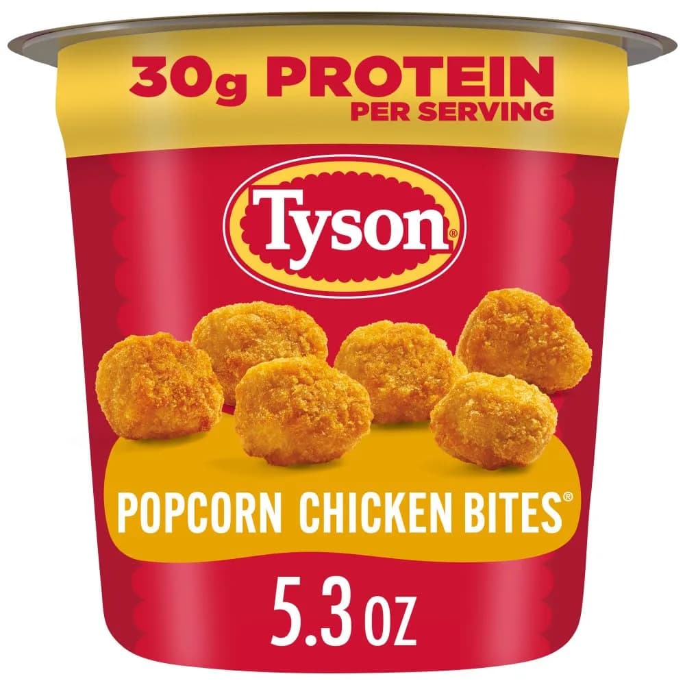 Tyson Frozen Popcorn Chicken Bites Cup 5.3 Oz | Protein-Packed Snack, Fully Cooked & Microwave Ready — 5.3 Ounce