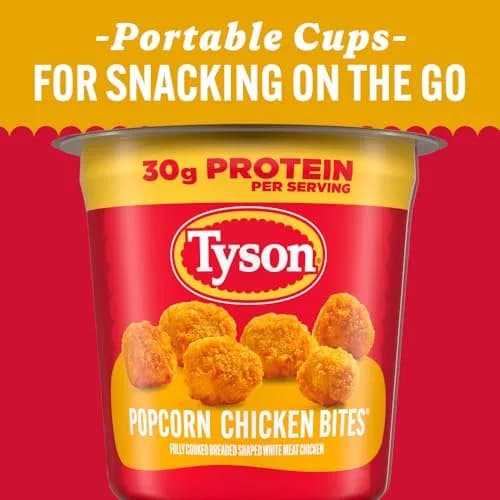 Tyson Frozen Popcorn Chicken Bites Cup 5.3 Oz | Protein-Packed Snack, Fully Cooked & Microwave Ready thumbnail 5