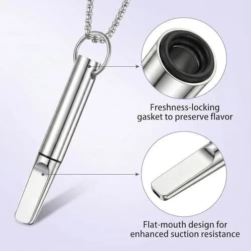 BALSALTA Breathe Necklace, Silver | Mindful Breathing Accessory with 3 Fruit Mint Inserts thumbnail 4