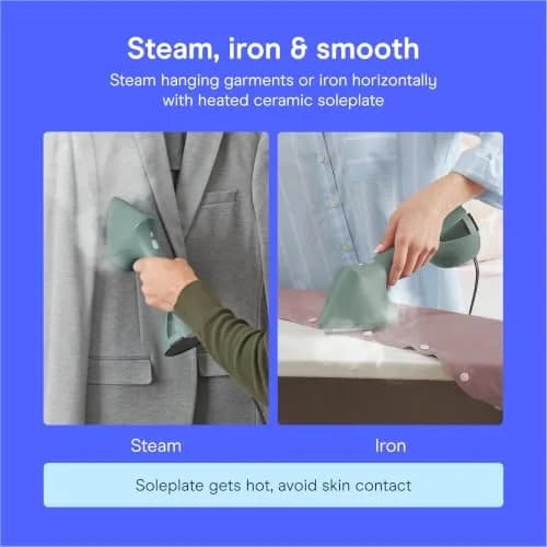 Conair Garment Steamer & Iron 1700W | Compact, Green | Fast Wrinkle Removal thumbnail 3