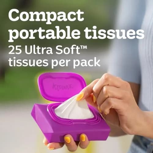Kleenex Snap & Go Ultra Soft Facial Tissues 25 Tissues per Pack (4-Pack, 100 Tissues Total) | Hypoallergenic & Irritation-Free thumbnail 3