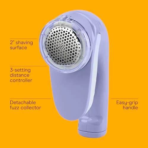 Conair Fabric Shaver and Lint Remover 2" Head | Portable Battery-Operated Lavender thumbnail 2