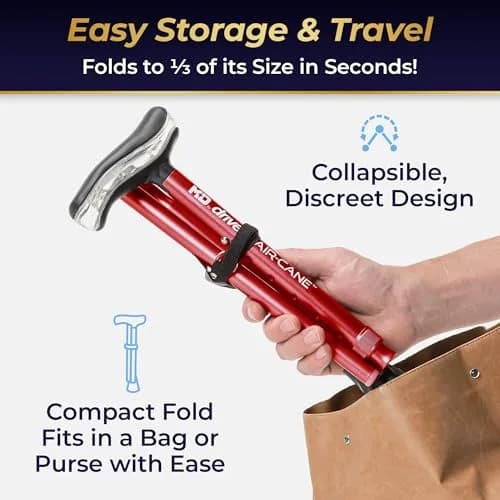 MD by DRIVE Air-Cane Walking Cane for Men & Women, 350-lb Capacity, Red | Foldable, All-Weather, 6 Colors thumbnail 6