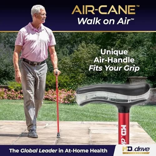 MD by DRIVE Air-Cane Walking Cane for Men & Women, 350-lb Capacity, Red | Foldable, All-Weather, 6 Colors thumbnail 2