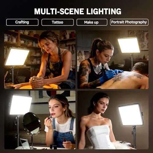 NiceVeedi 2-Pack 25W LED Photography Lighting Kit with Tripod Stands, 73" Studio Video Lights, 2900-7000K Dimmable, 10x8" Panels | Continuous Lighting for Video Recording thumbnail 6