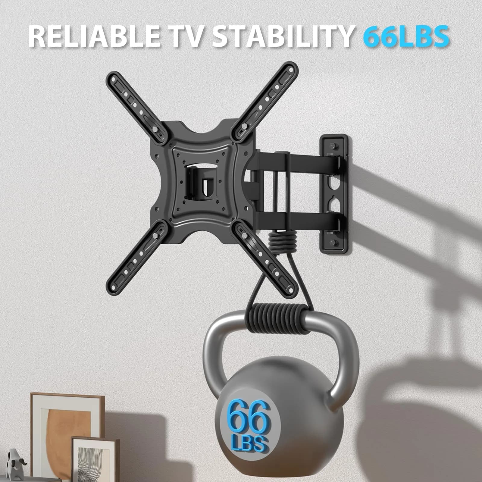 Gkyet Full Motion TV Wall Mount, Swivel Tilt, VESA 400x400mm, Up to 66 lbs | Universal for 19-55 inch LED Monitors - view 2