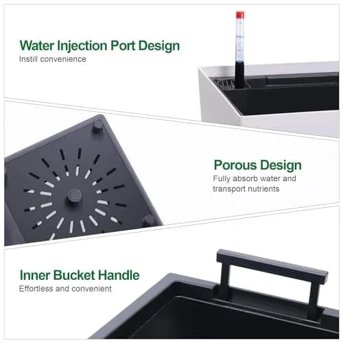 FinerFurnis 23 Inch Tall Planters Set of 2 | Water Level Monitor & Drainage Holes thumbnail 3
