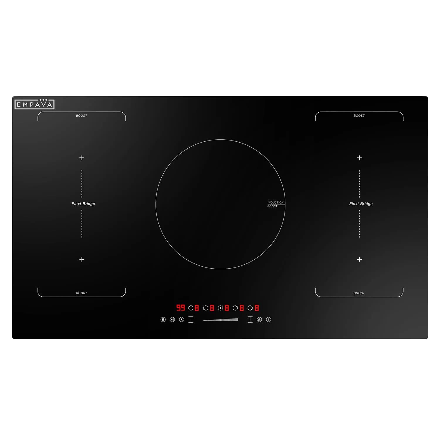 Empava 91.4cm (36 Inch) 5 Zone Induction Cooktop with Dual Bridge-SYNC, Black | 220V Compatible Stainless Steel Cooktop - main product image