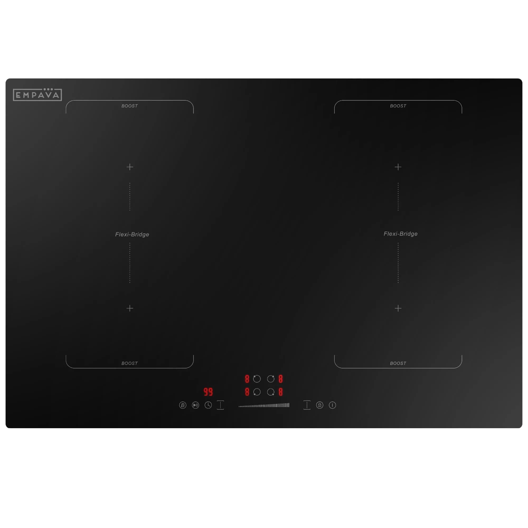 Empava 30 Inch Electric Induction Cooktop 7200W (240V) | Smart Pan Sensor, Bridge-SYNC, Timer, Pause