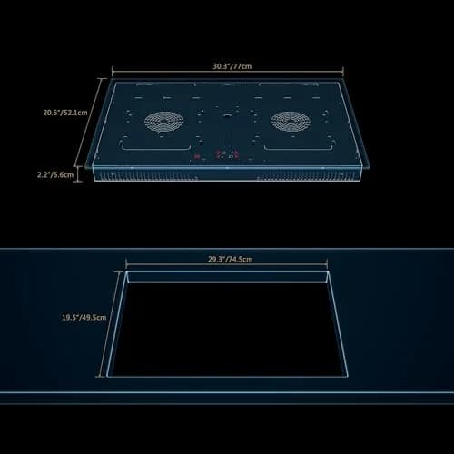 Empava 30 Inch Electric Induction Cooktop 7200W (240V) | Smart Pan Sensor, Bridge-SYNC, Timer, Pause thumbnail 2