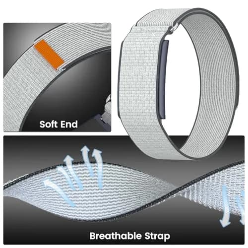 BlikWyt Nylon Loop Watch Band Compatible with Amazfit Helio Strap, 22mm Black | Breathable Sport Hook & Loop Wristband thumbnail 5