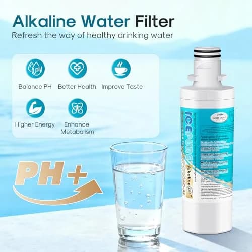 ICEPURE Alkaline LT1000PC Refrigerator Water Filter & Air Filter 1 Combo | Balances PH, 200 Gallons thumbnail 4