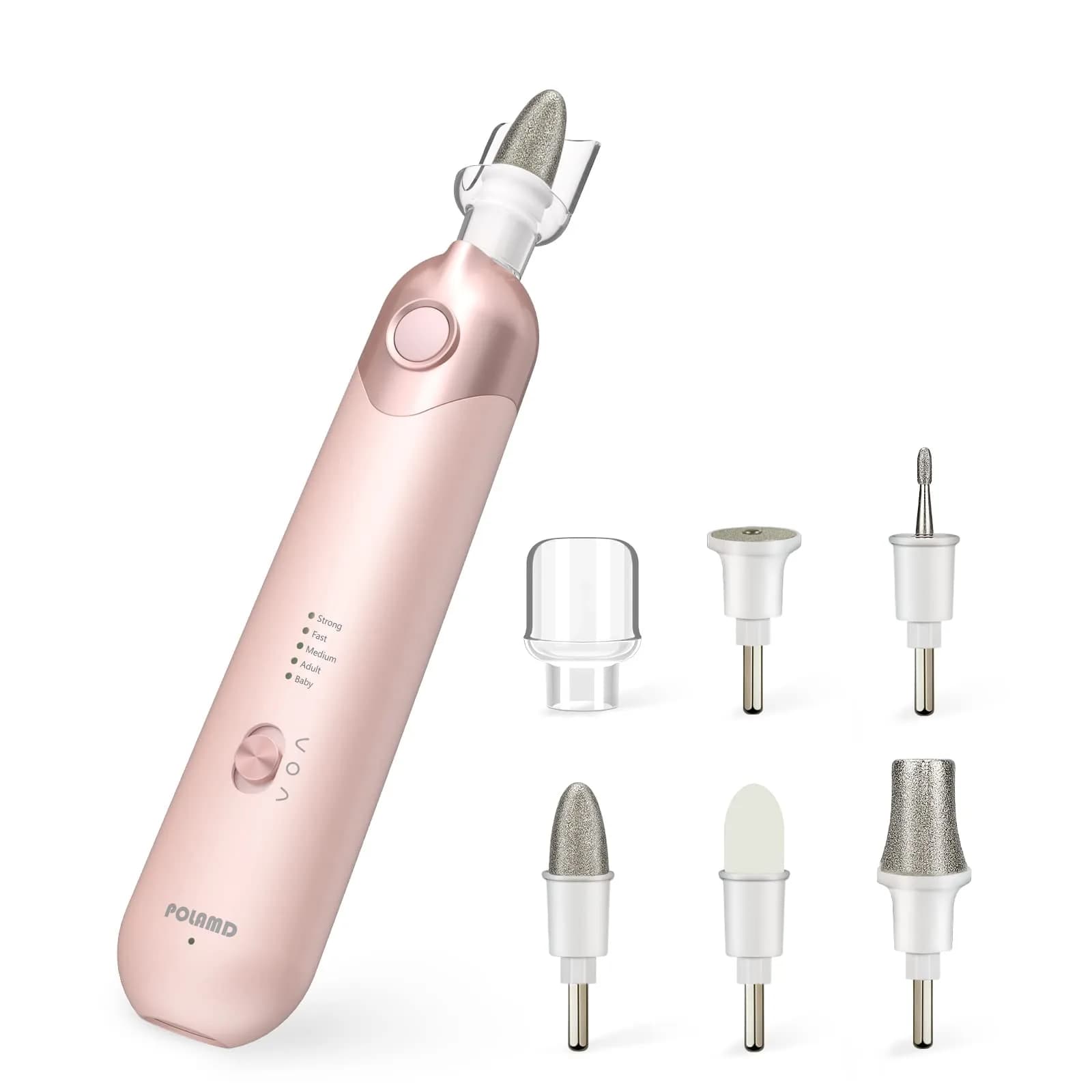 POLAMD Professional Electric Nail Drill Machine for Manicure Pedicure - Cordless Rechargeable Foot Care Tool with 5 Speeds (Pink) - main product image