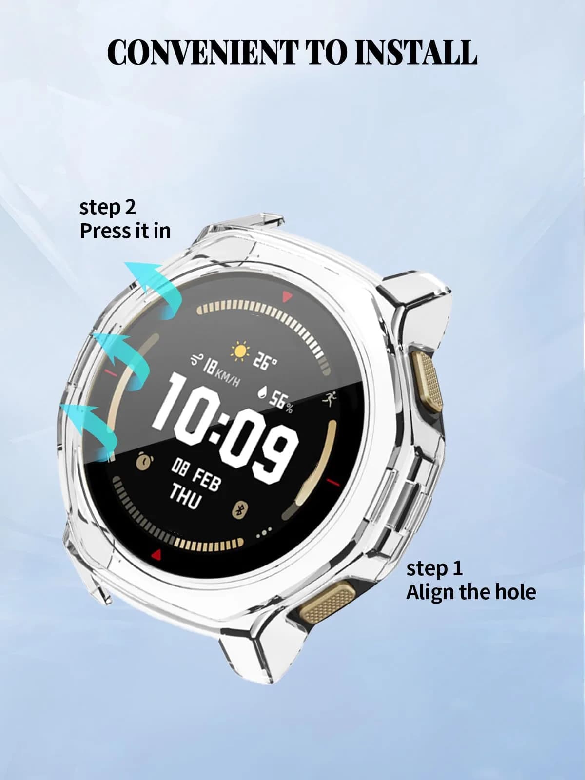 FJIASTB Clear Screen Protector Case for Amazfit T-Rex 3 Pro 44mm | 2-Pack, Tempered Glass & PC - view 4