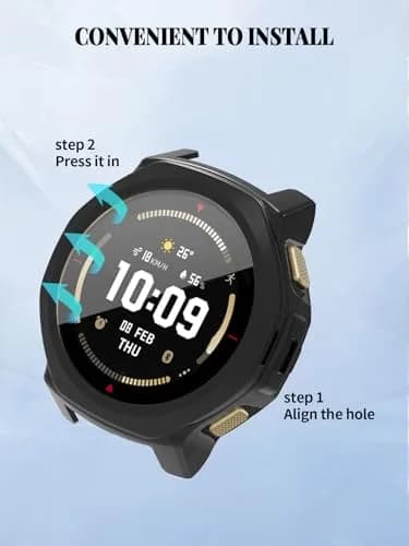 FJIASTB Black Case for Amazfit T-Rex 3 Pro 44mm Smart Watch | Rugged PC Cover with Built-in Screen Protector thumbnail 4