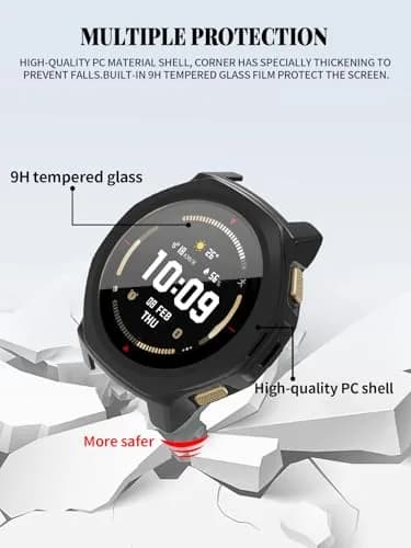 FJIASTB Black Case for Amazfit T-Rex 3 Pro 44mm Smart Watch | Rugged PC Cover with Built-in Screen Protector thumbnail 2
