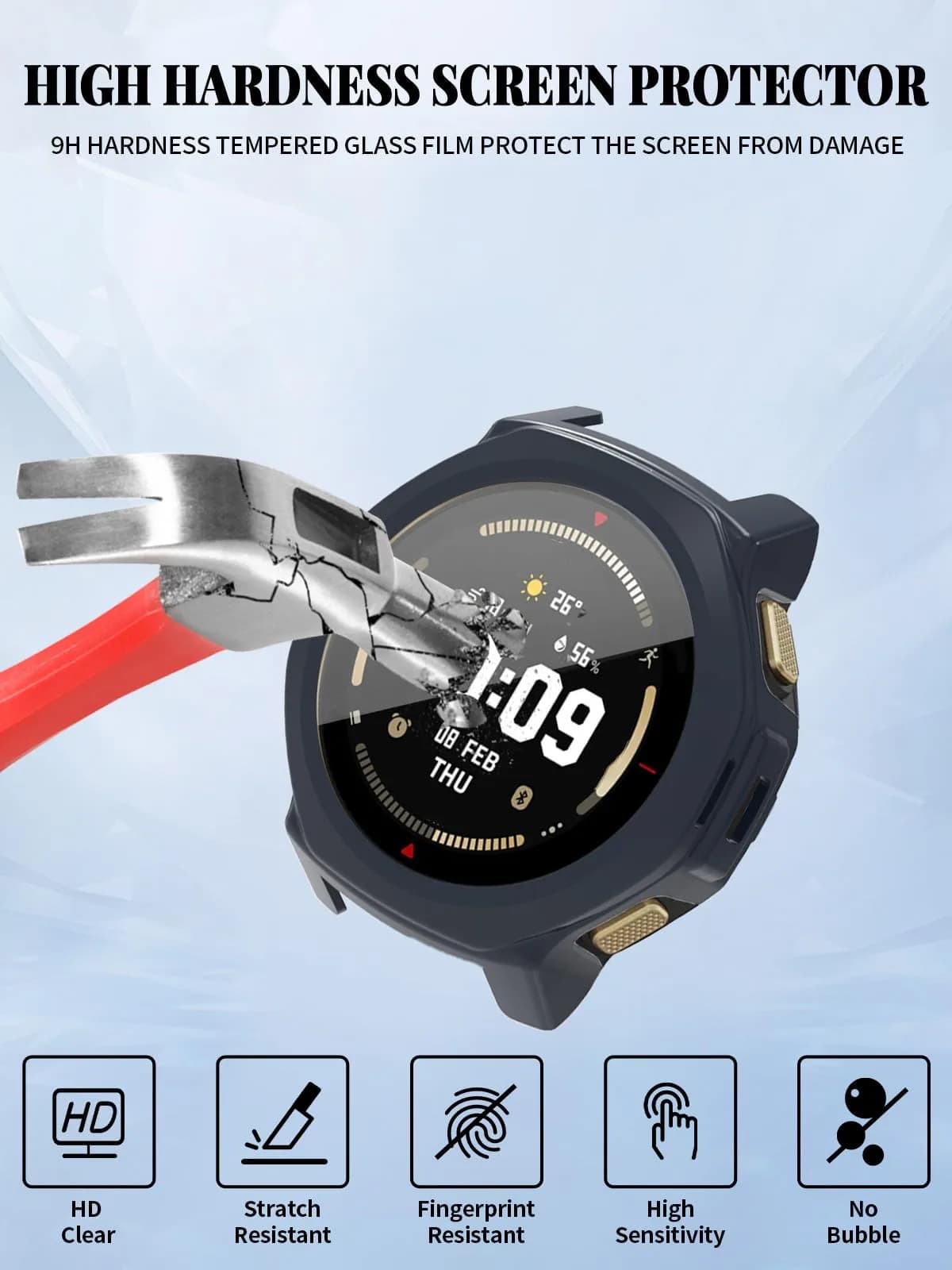 FJIASTB Case for Amazfit T-Rex 3 Pro 44mm Smart Watch | Rugged PC Cover with Built-in Screen Protector - view 3