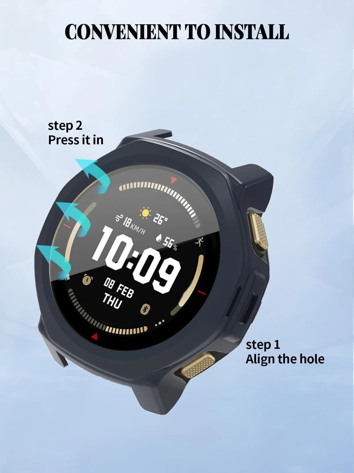FJIASTB Case for Amazfit T-Rex 3 Pro 44mm Smart Watch | Rugged PC Cover with Built-in Screen Protector - view 4