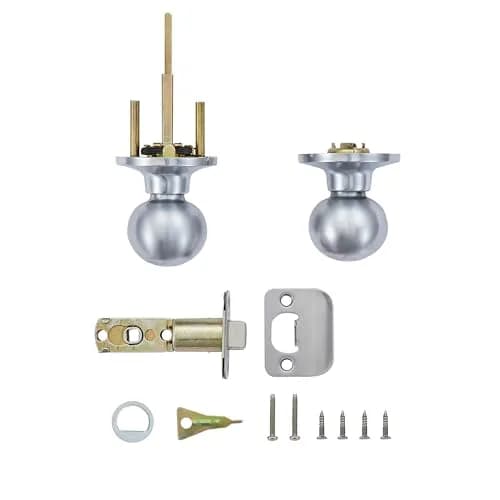 Safe Lock - Regina Knob Passage Door Lock Satin Chrome | Standard Fit & Easy Install thumbnail 2