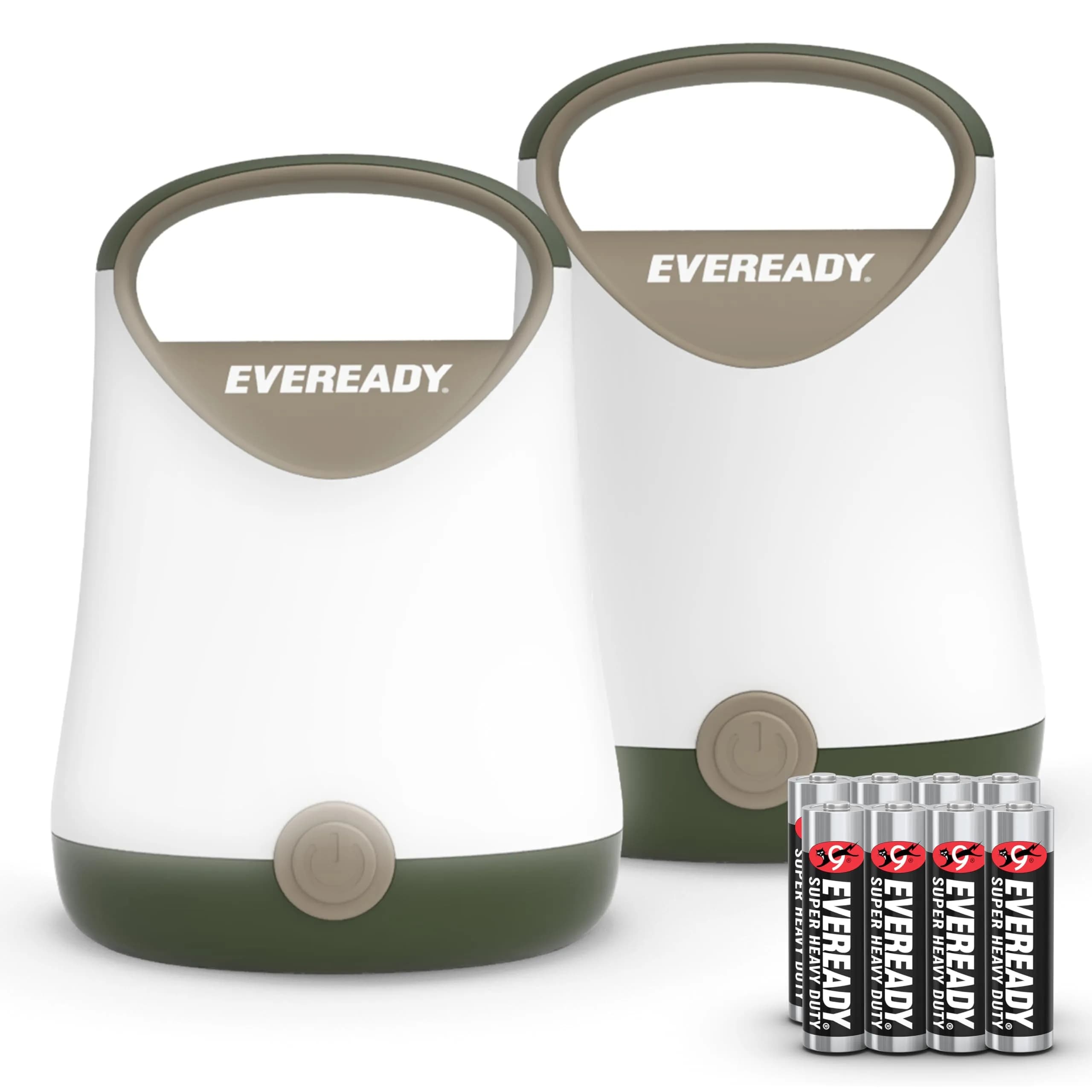 Eveready LED Camping Lantern X-250 (2-Pack) | 250 Lumens, 100-Hour Runtime, Water-Resistant — Green/Tan