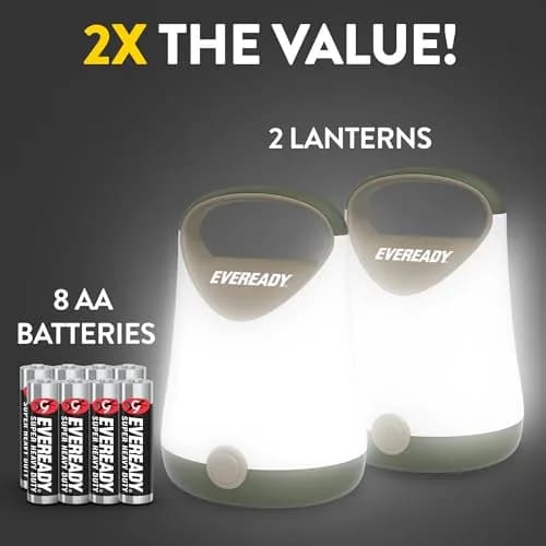 Eveready LED Camping Lantern X-250 (2-Pack) | 250 Lumens, 100-Hour Runtime, Water-Resistant thumbnail 6